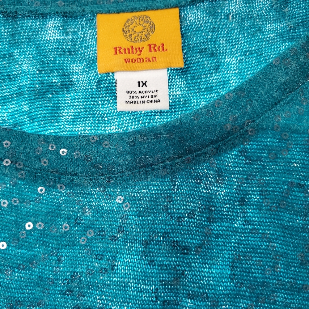 Ruby Rd. Teal sweater - Picture 2 of 3